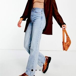 Topshop straight Kort jeans in bleach